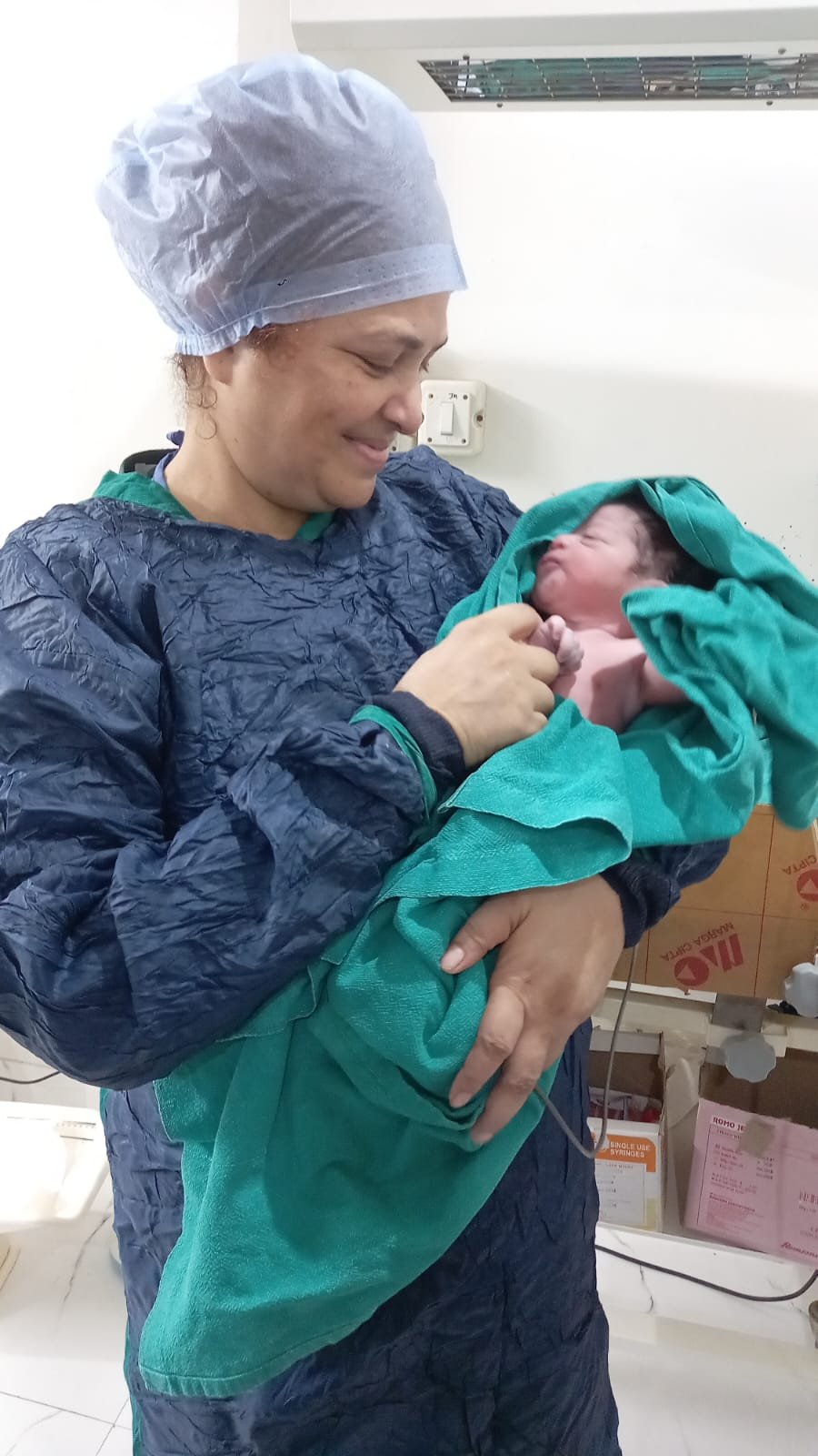 Healthy newborn in nursery